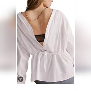 Anthropologie Harshman White Cotton Button-Back Blouse. S